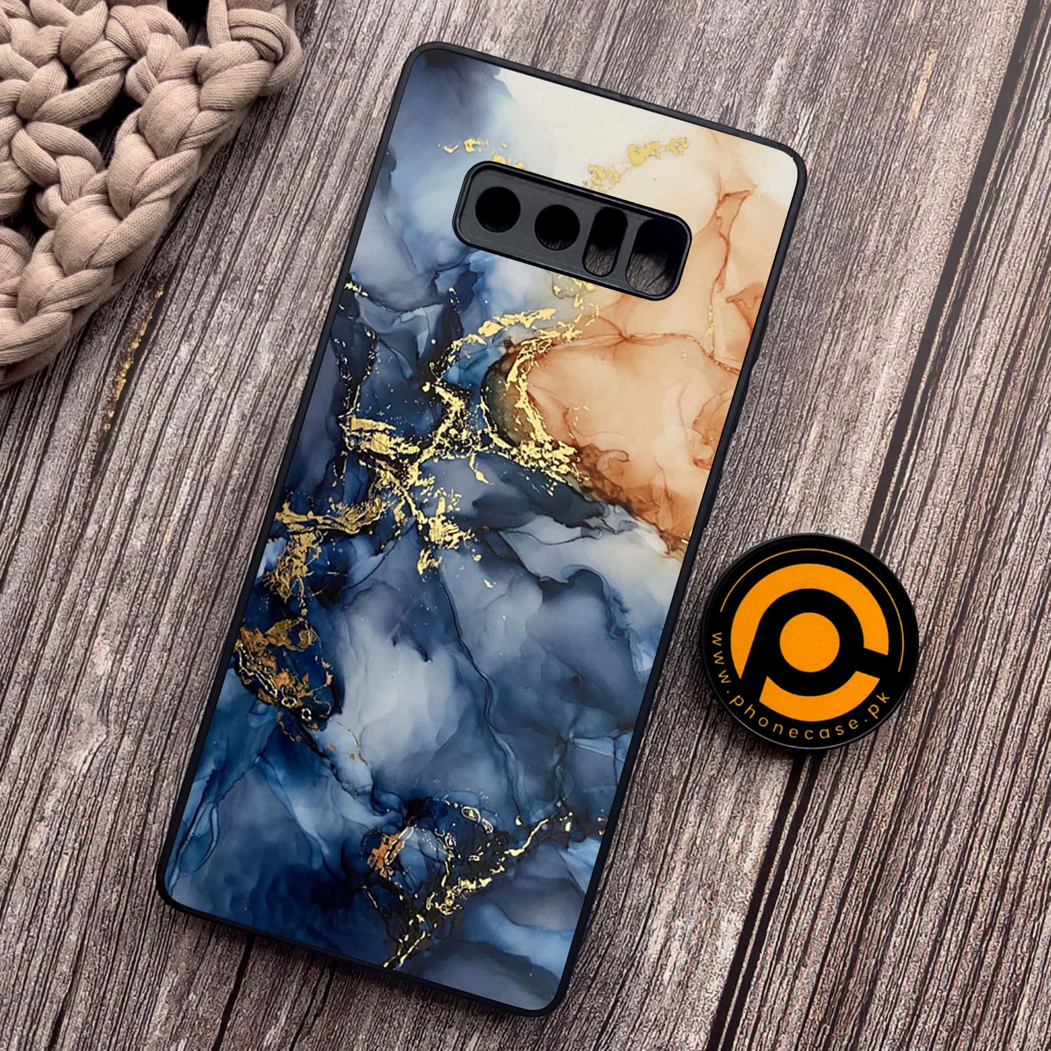 Samsung Galaxy Note 8 - Blue Marble Series - Premium Metal Printed soft Bumper shock Proof Case