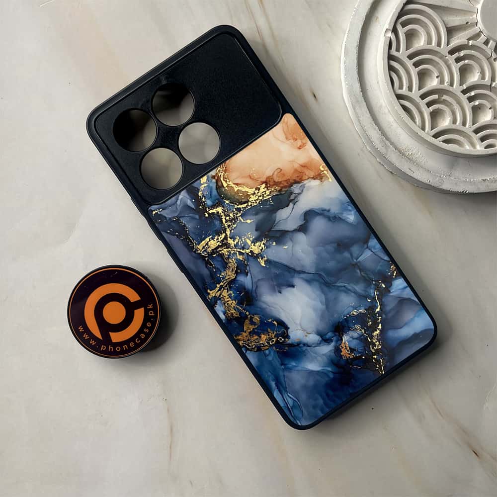 Xiaomi Poco F6 Pro - Blue Marble Series - Premium Metal Printed soft Bumper shock Proof Case