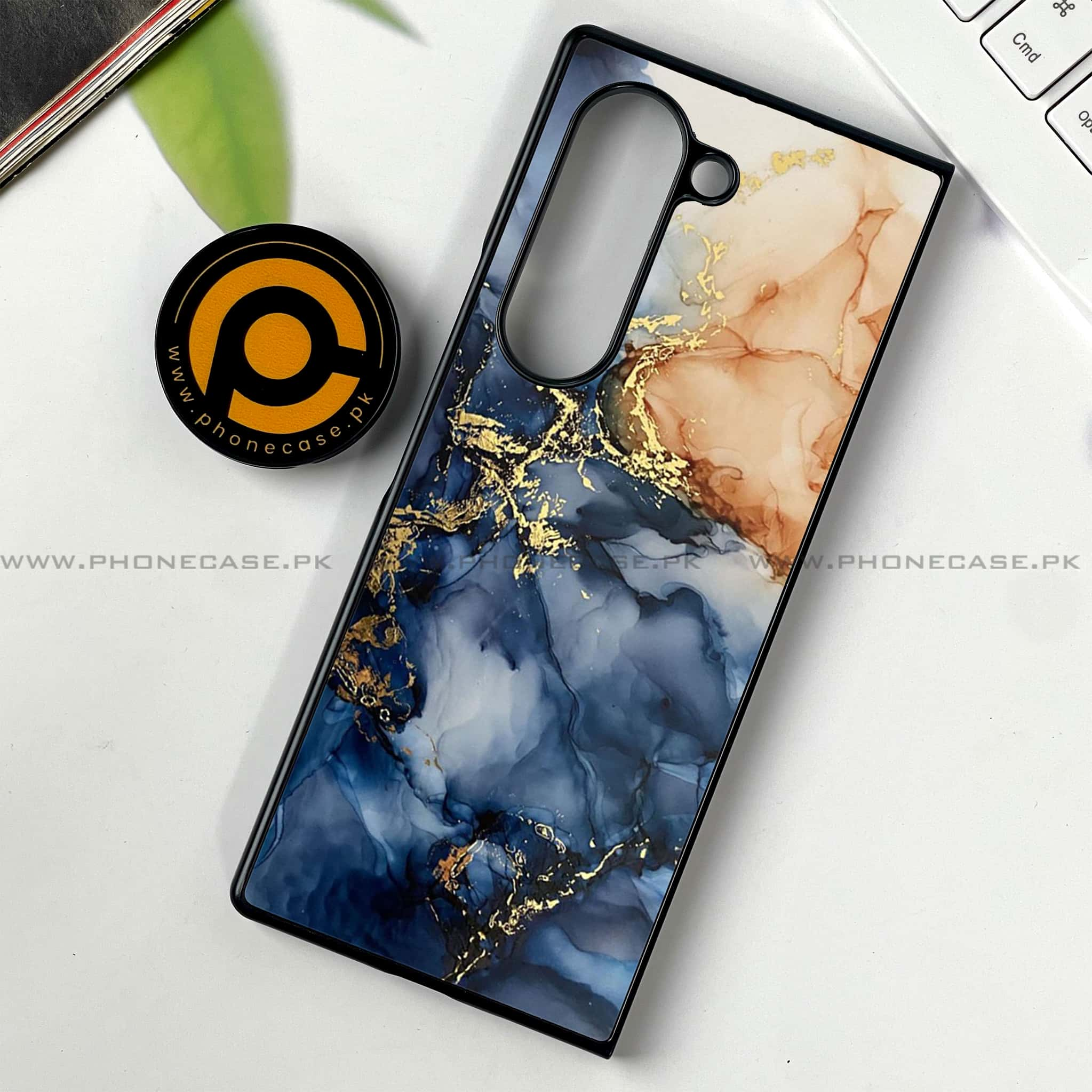 Samsung Galaxy Z Fold 6 - Blue Marble Series - Premium Printed Metal soft Bumper shock Proof Case