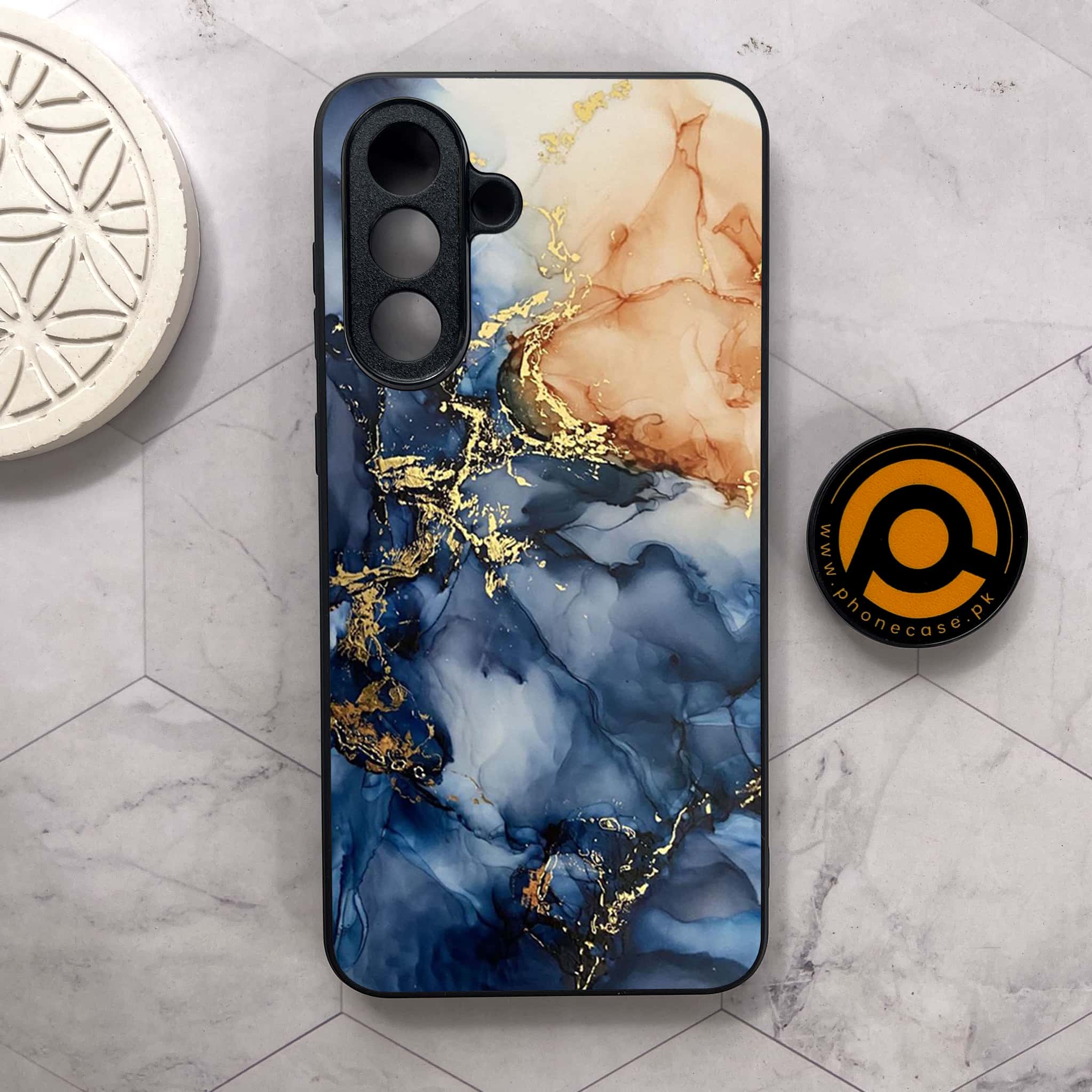 Samsung Galaxy A26 5G -  Blue Marble Series - Premium Metal Printed soft Bumper shock Proof Case