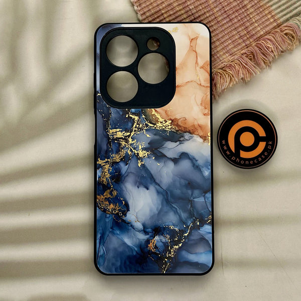 Tecno Spark GO 2024/ Smart 8/ Spark 20/ 20c/ Pop 8/ Hot 40i - Blue Marble Design 9 - Premium Printed Glass soft Bumper shock Proof Case CS-14871