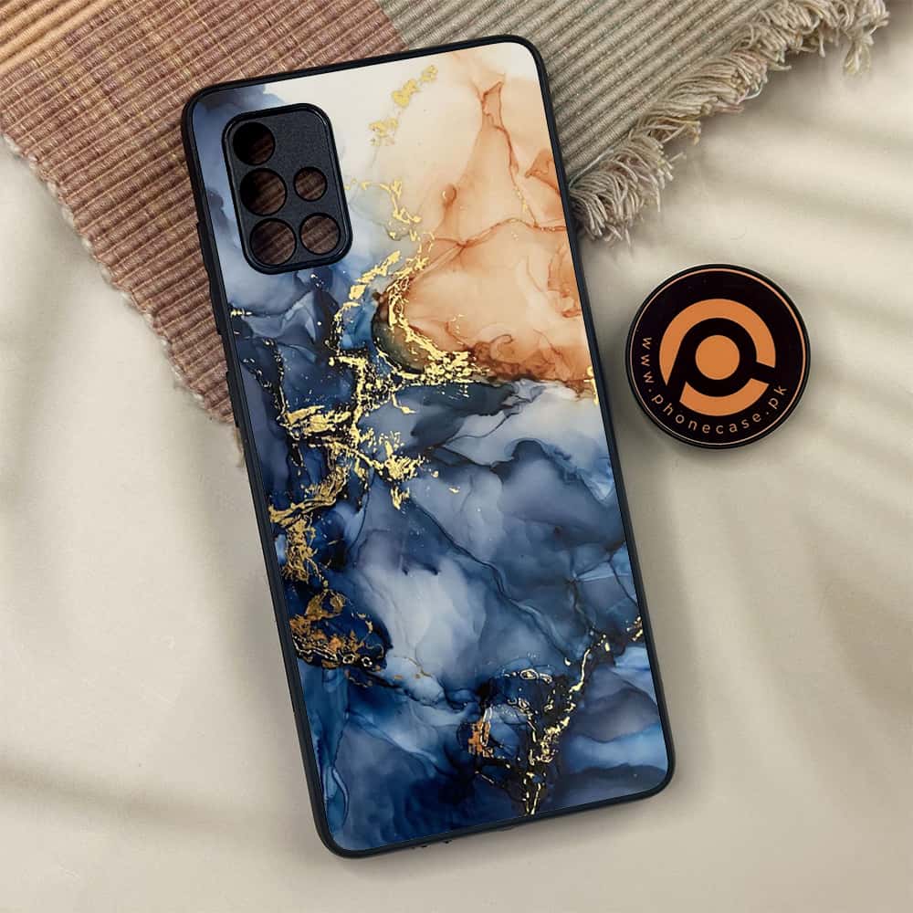 Samsung Galaxy A71 - Blue Marble Series - Premium Metal Printed soft Bumper shock Proof Case