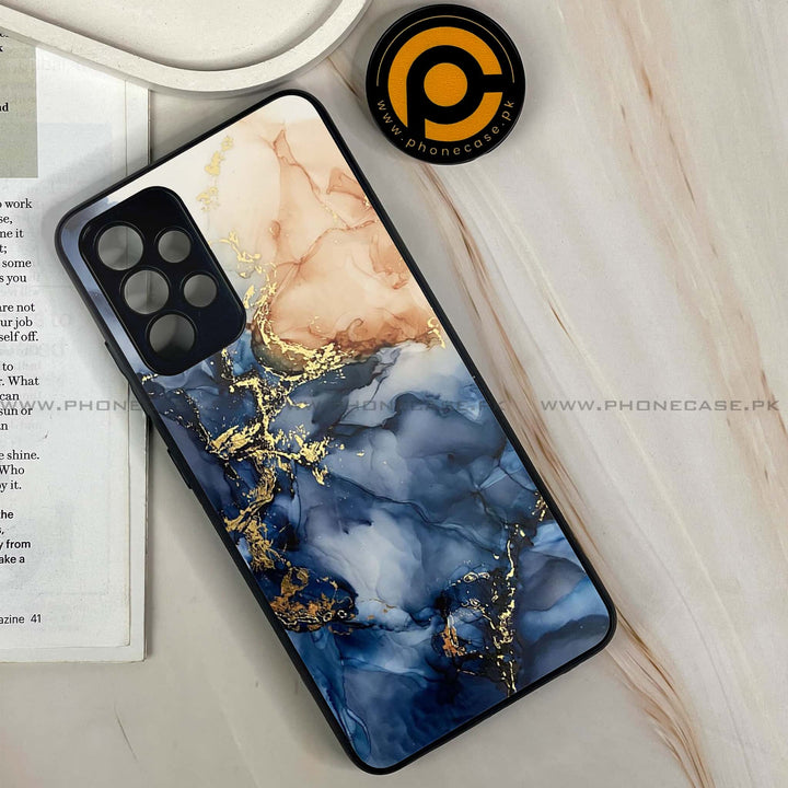Galaxy A32 - Blue Marble Design 9- Premium Printed Glass soft Bumper shock Proof Case CS-47211