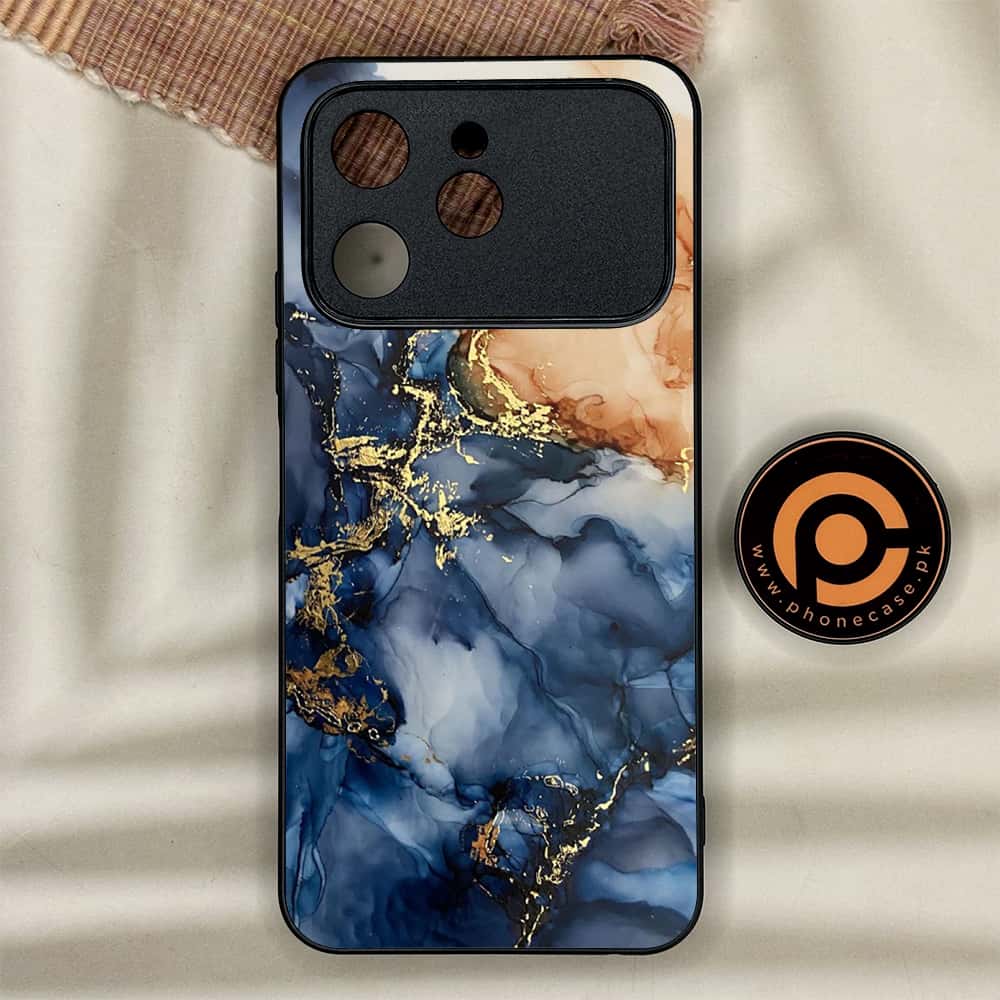 Tecno Spark 40 - Blue Marble Series - Premium Metal Printed soft Bumper shock Proof Case