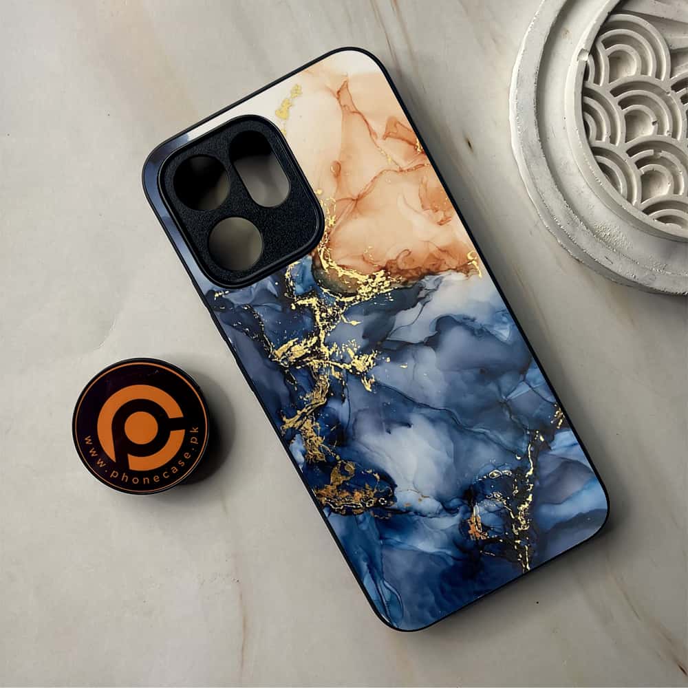 Oppo Reno 14F - Blue Marble Series - Premium Metal Printed Soft Bumper Shockproof Case
