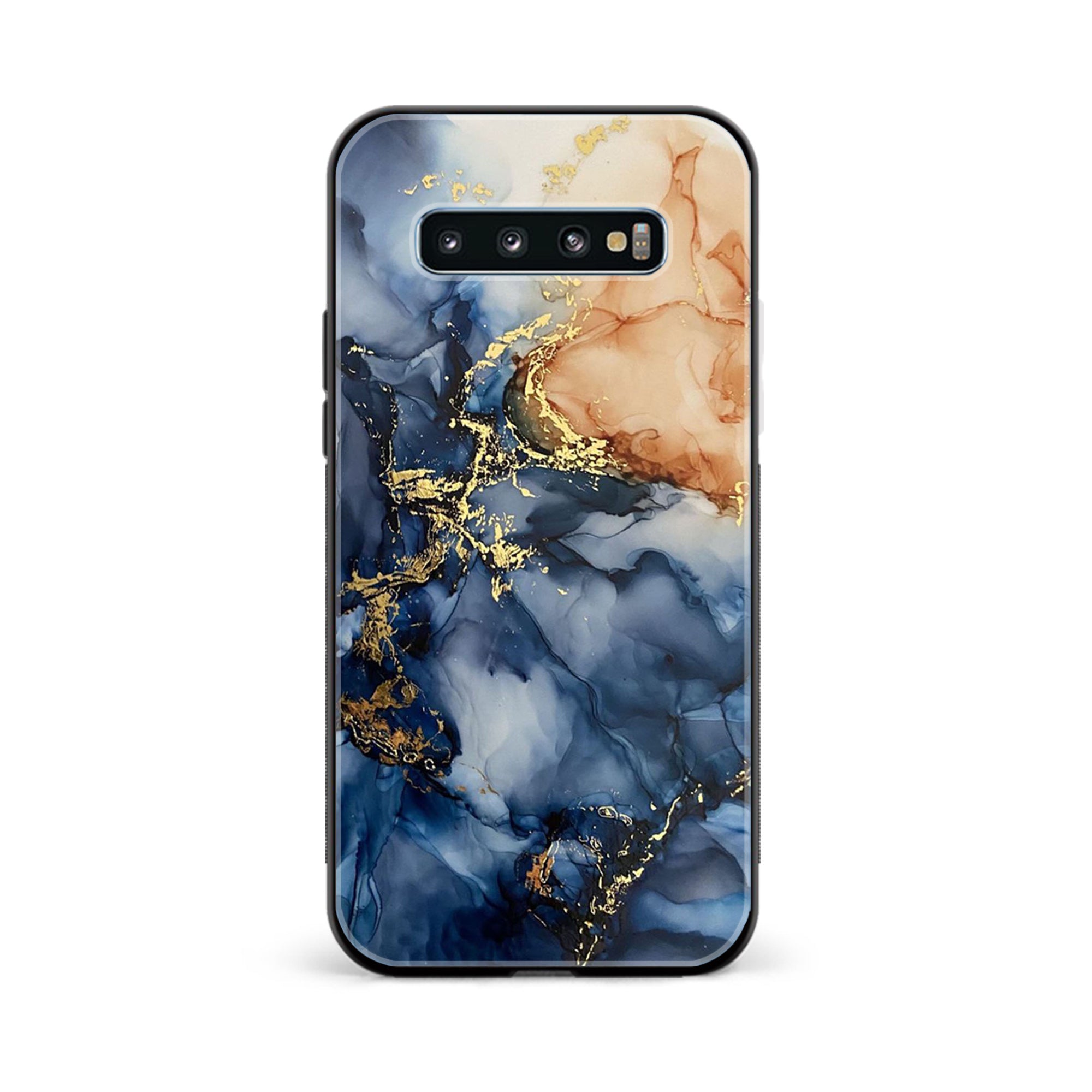 Galaxy S10 Plus - Blue Marble Series - Premium Printed Glass soft Bumper shock Proof Case