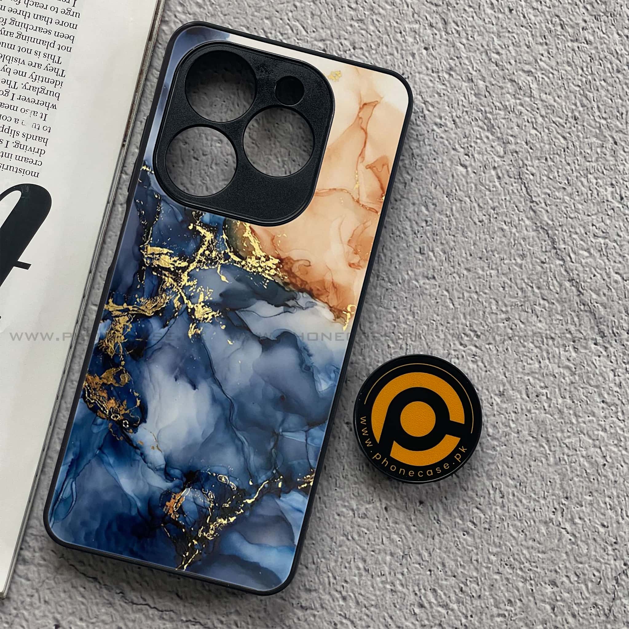 Infinix Smart 8 Pro - Blue Marble Series - Premium Metal Printed soft Bumper shock Proof Case