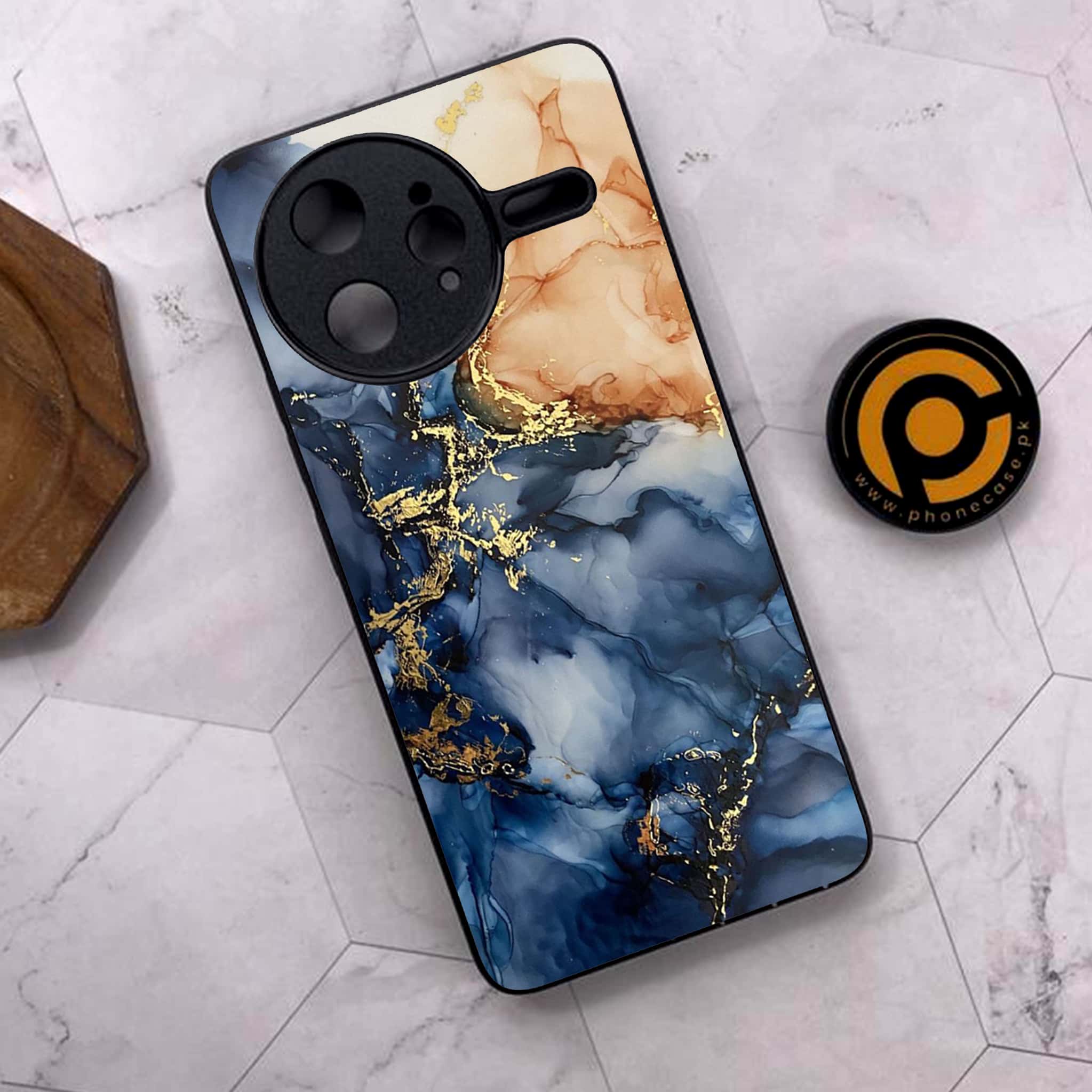 Xiaomi Poco F7 Ultra 5G - Blue Marble Series - Premium Metal Printed soft Bumper shock Proof Case