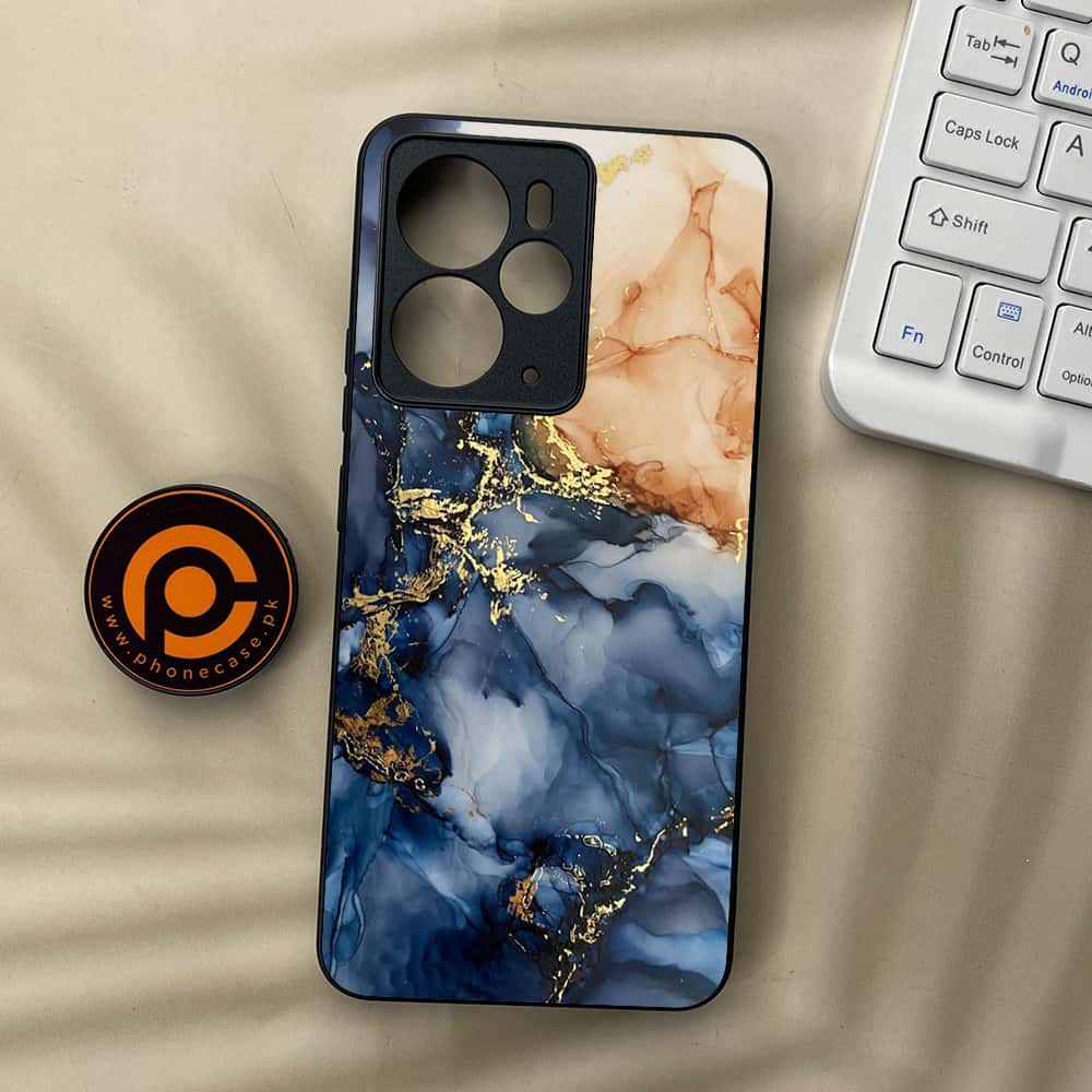 Realme 14T 5G - Blue Marble Series - Premium Metal Printed soft Bumper Shock Proof Case