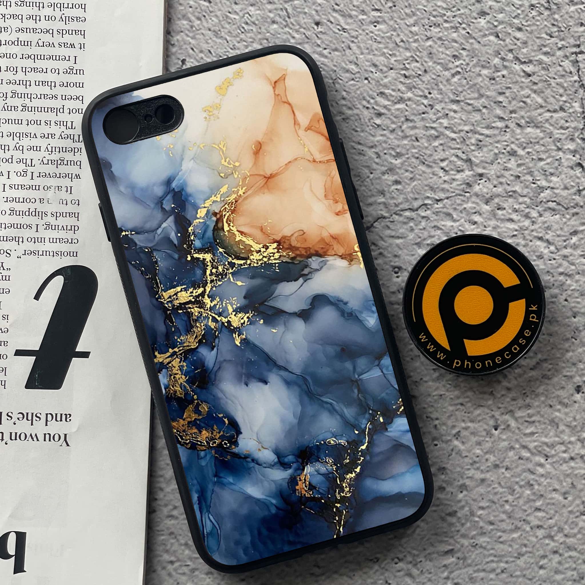 iPhone 7 / 8 - Blue Marble Series - Premium Printed Glass soft Bumper shock Proof Case