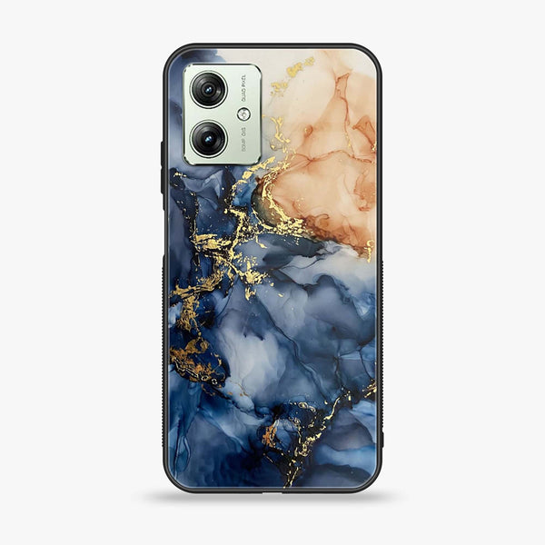 Motorola Moto G54 - Blue Marble Design 9 - Premium Metal  Printed soft Bumper shock Proof Case CS-28176