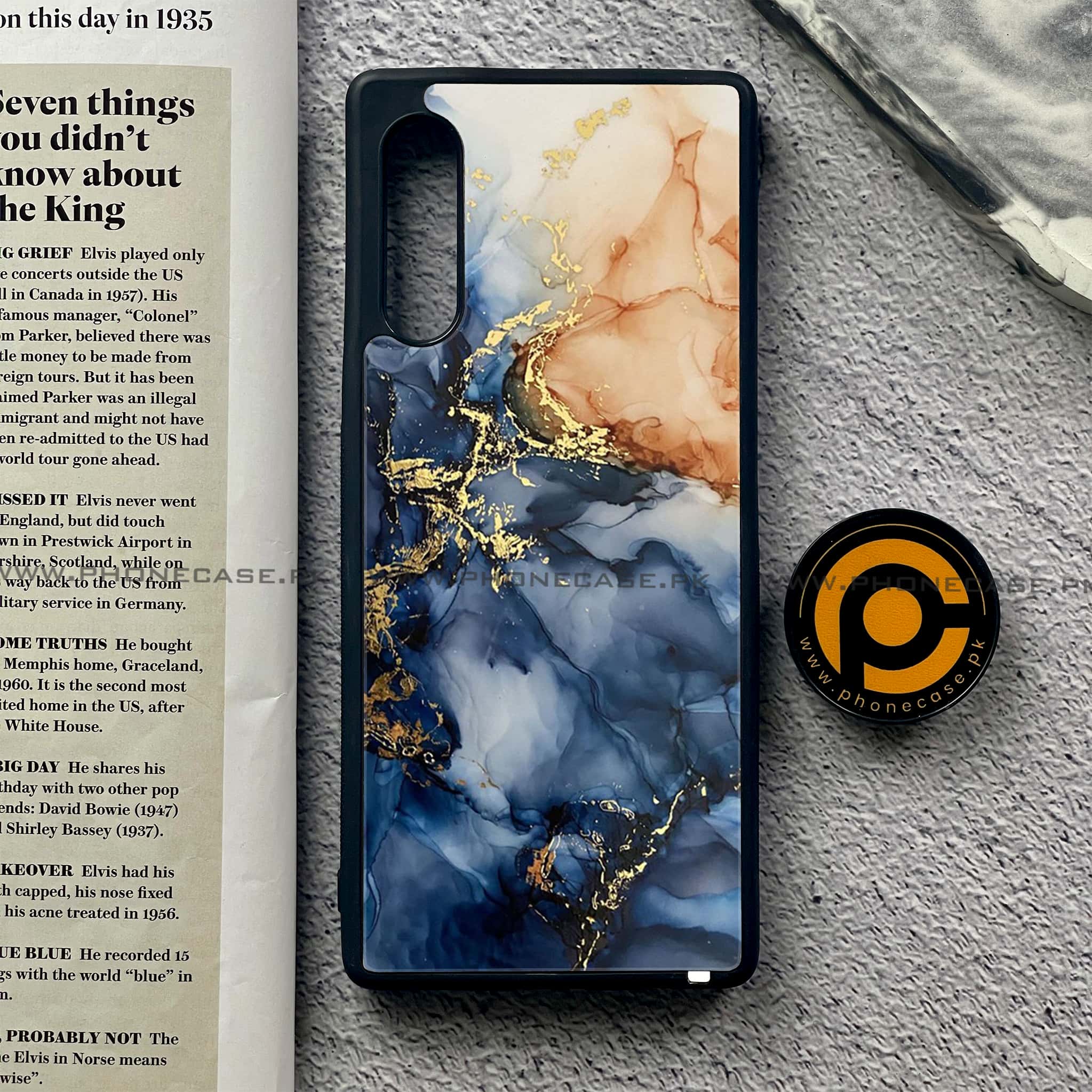 LG Velvet - Blue Marble Series - Premium Printed Glass soft Bumper shock Proof Case