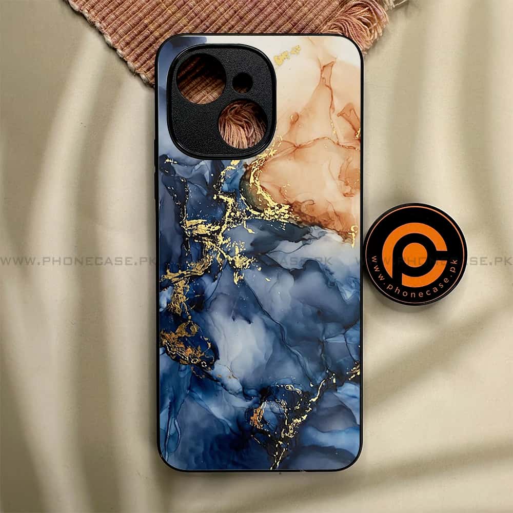 Tecno Spark 40C - Blue Marble Series - Premium Metal Printed soft Bumper shock Proof Case