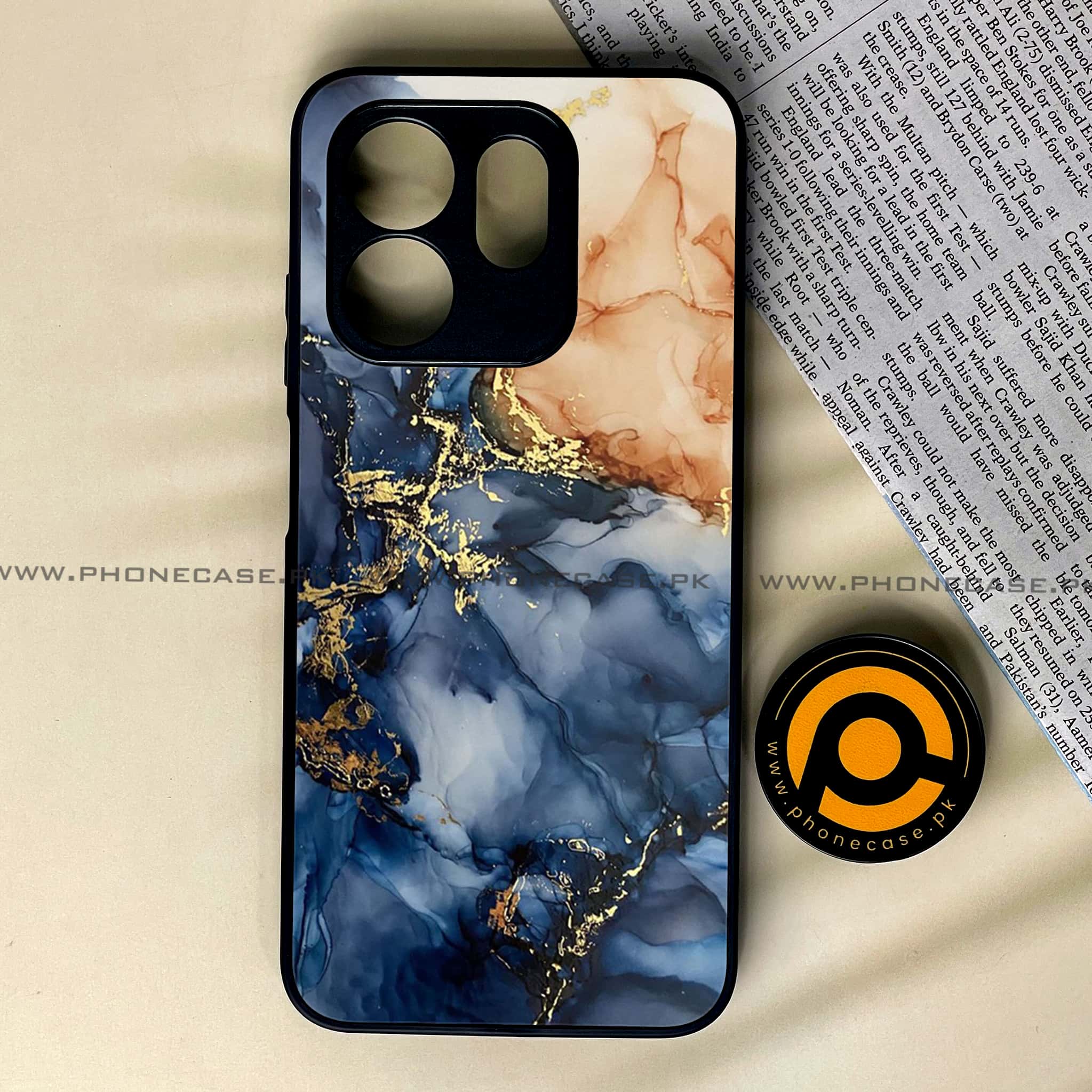 Infinix Smart 9 HD - Blue Marble Series - Premium Metal Printed soft Bumper shock Proof Case