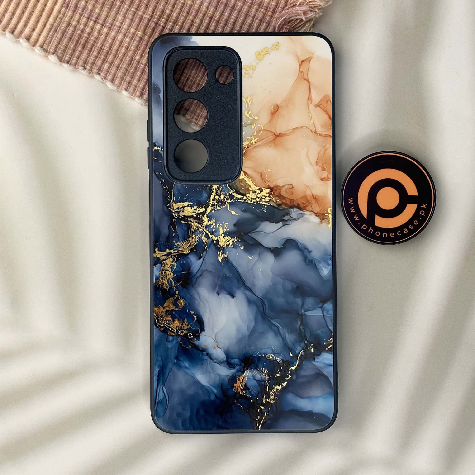 Oppo A5 2025 - Blue Marble Series - Premium Metal Printed soft Bumper shock Proof Case