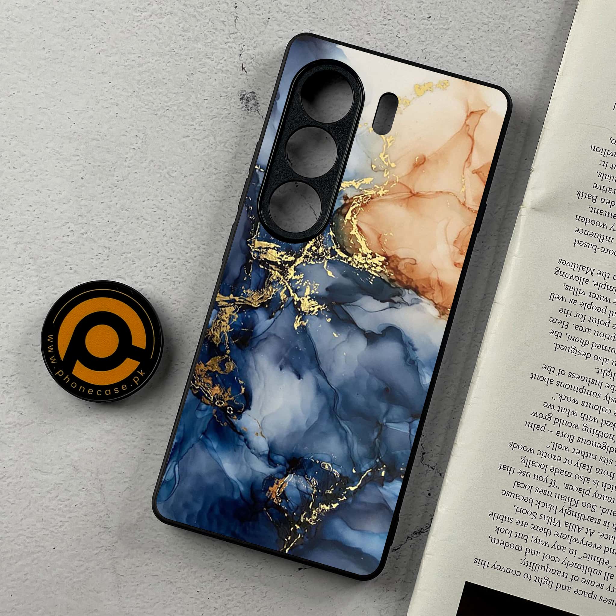 Tecno Camon 40 - Blue Marble Series  - Premium Metal Printed Soft Bumper Shockproof Case
