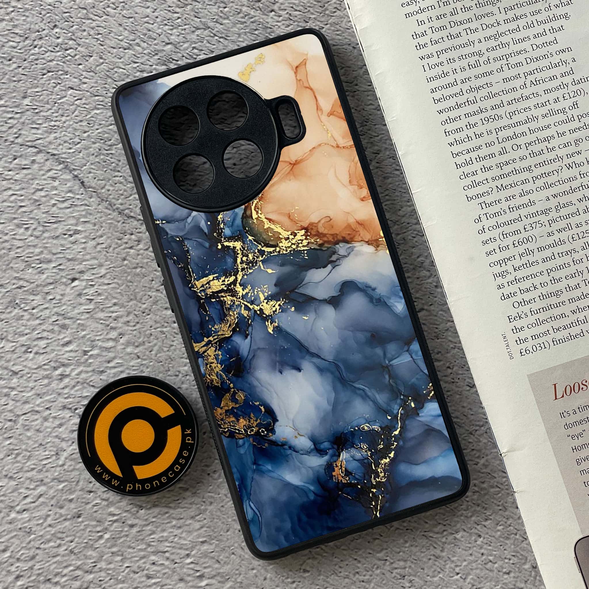 Tecno Spark 20 pro plus - Blue Marble Series - Premium Printed Glass soft Bumper shock Proof Case