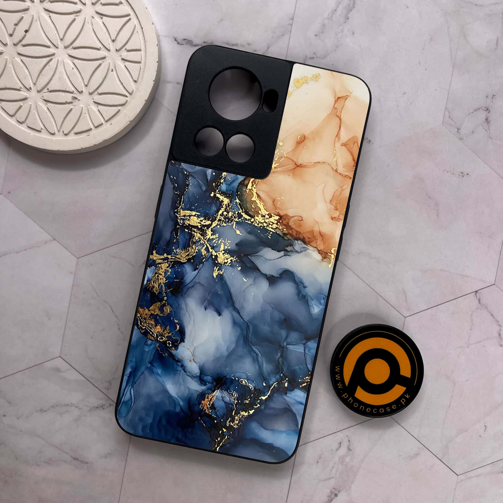 OnePlus 10R - Blue Marble Series - Premium Metal Printed soft Bumper shock Proof Case