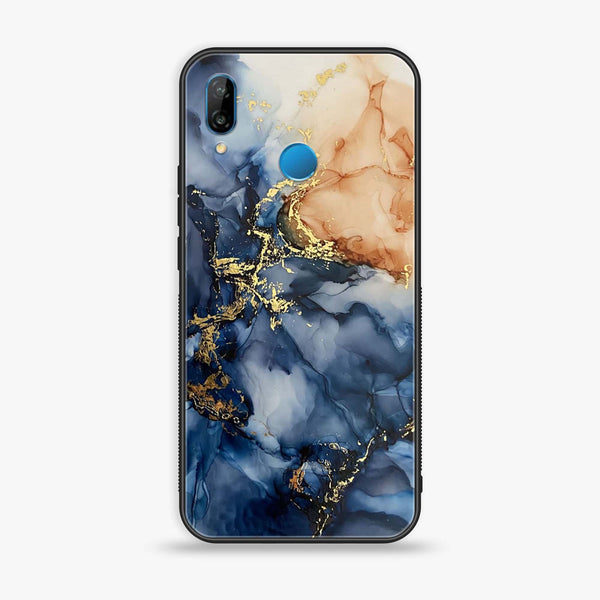 Huawei P20 lite - Blue Marble Design 9- Premium Printed Glass soft Bumper shock Proof Case CS-11109