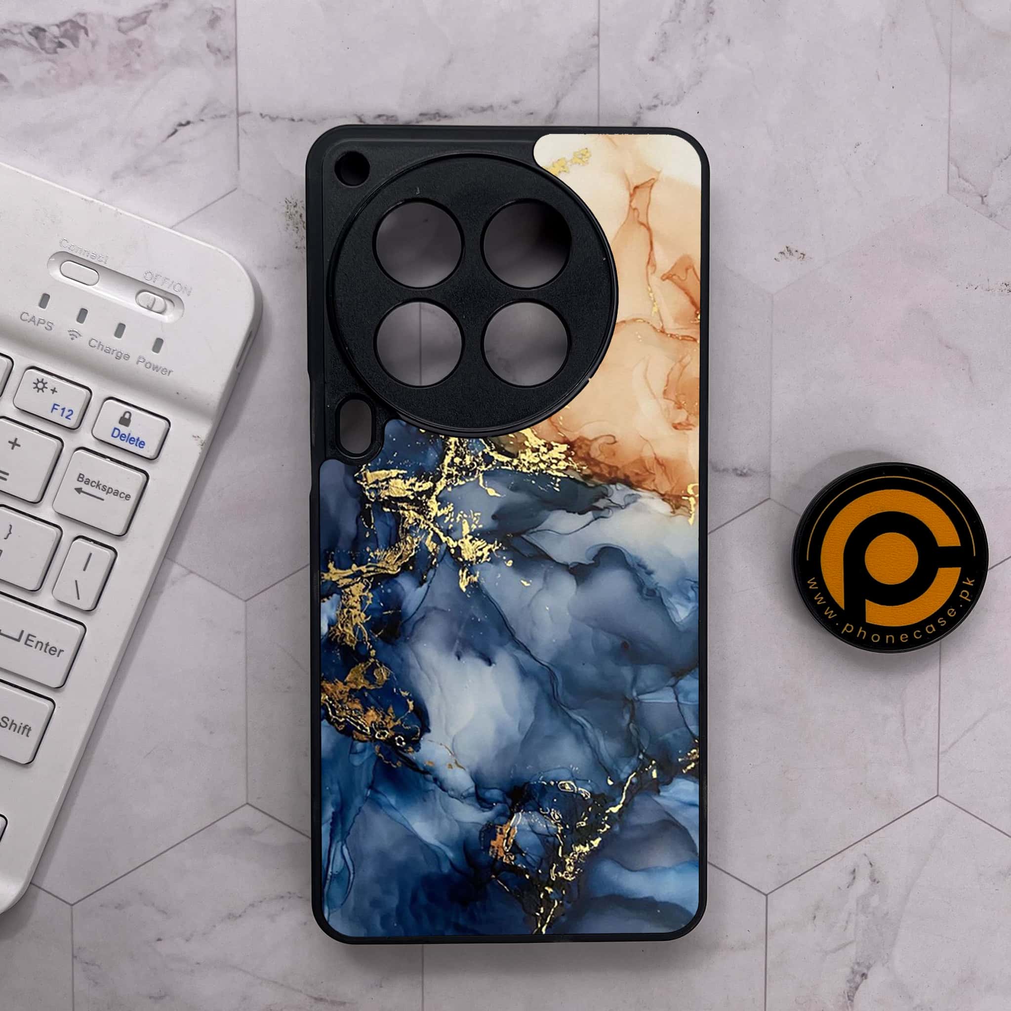 Tecno Camon 30 Premier - Blue Marble Series - Premium Metal Printed soft Bumper shock Proof Case