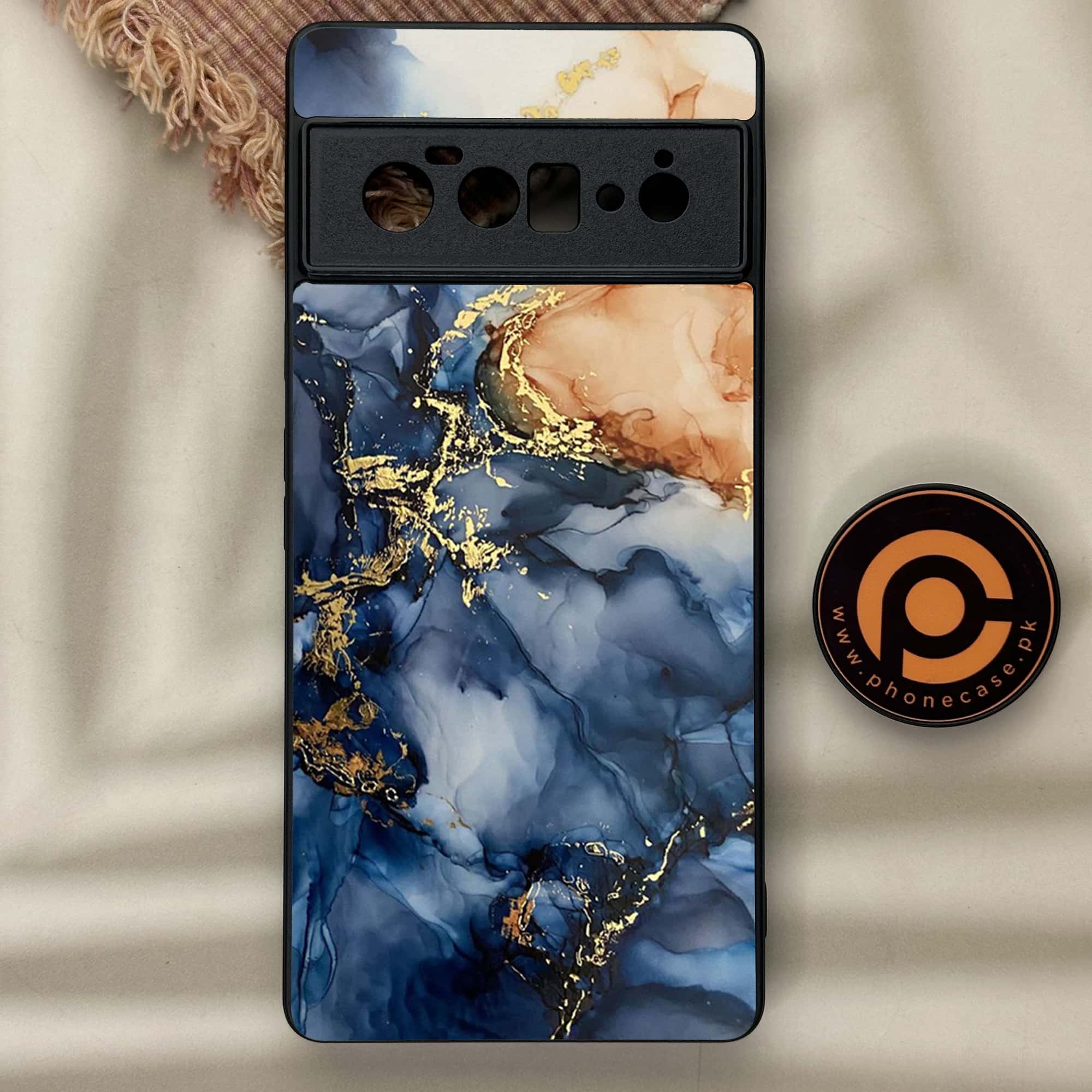 Google Pixel 6 Pro- Blue  Marble Series - Premium Metal Printed soft Bumper Shock Proof Case
