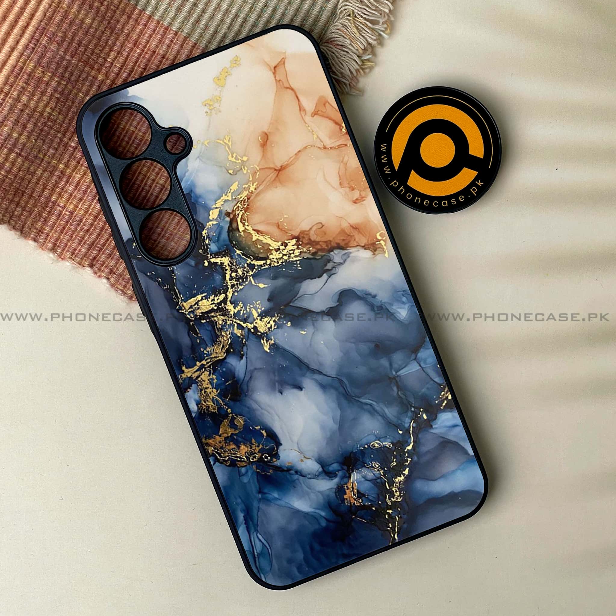 Samsung Galaxy S24 FE - Blue Marble Series - Premium Metal Printed soft Bumper shock Proof Case