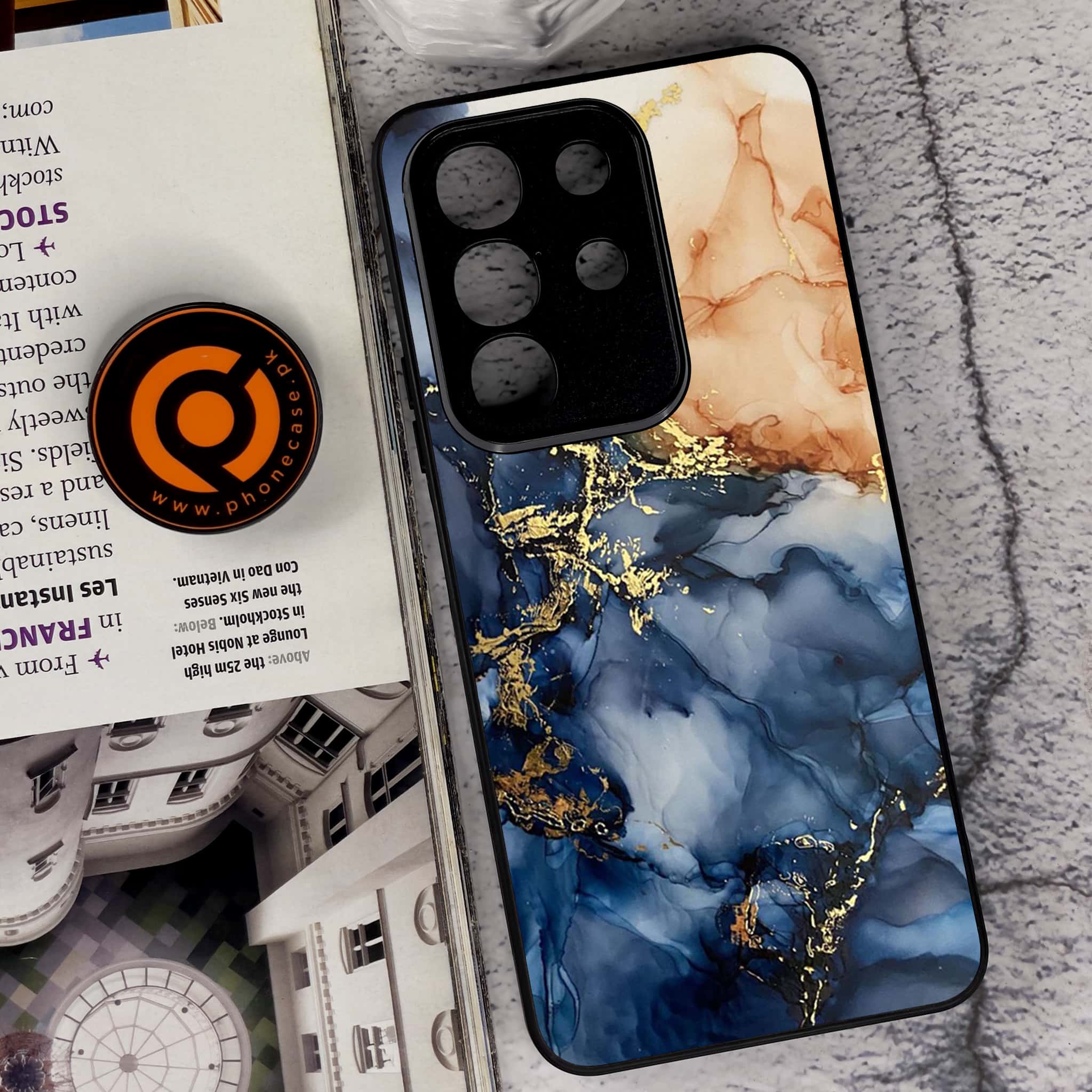 Vivo Y29 4G - Blue Marble Series - Premium Metal Printed soft Bumper Shock Proof Case