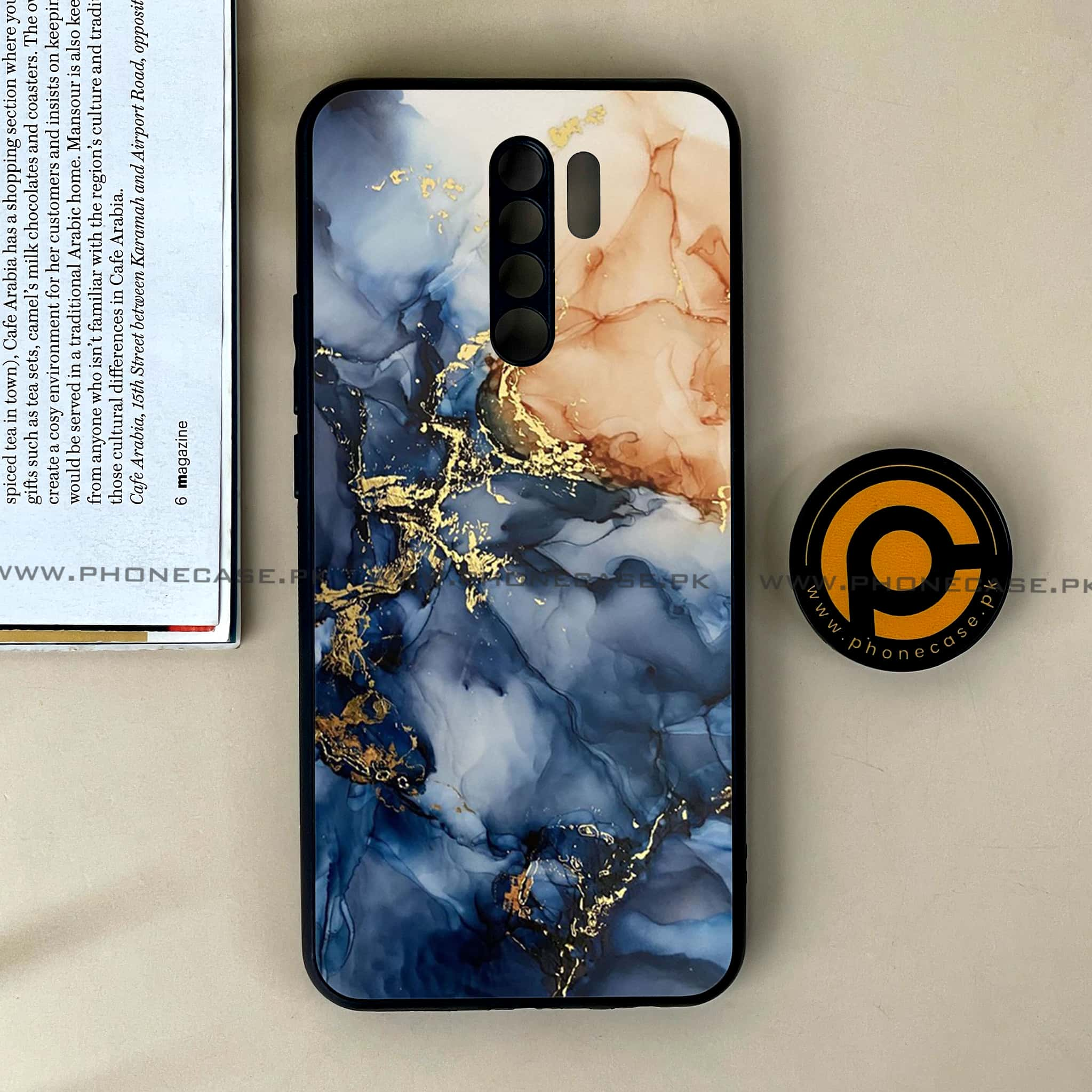 Xiaomi Redmi 9 - Blue Marble Series - Premium Printed Glass soft Bumper shock Proof Case