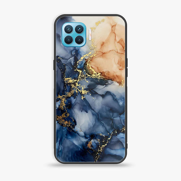 Oppo F17 Pro - Blue Marble Design 9 - Premium Printed Glass soft Bumper shock Proof Case CS-20809