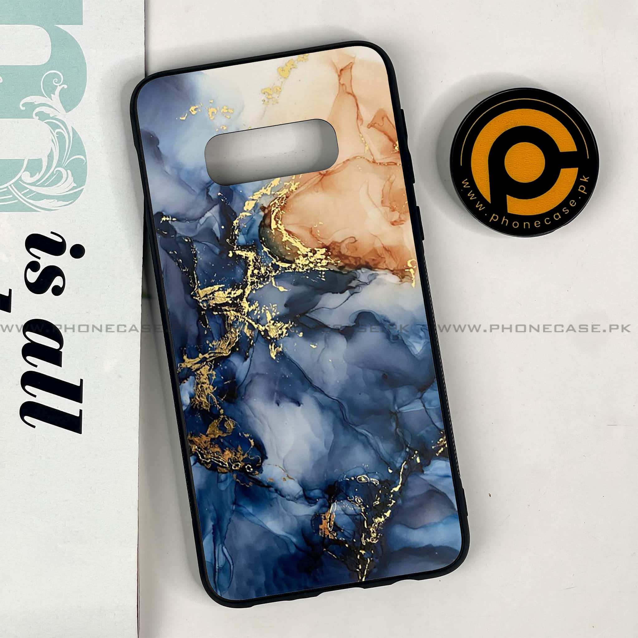 Galaxy S10e - Blue Marble Series - Premium Printed Glass soft Bumper shock Proof Case