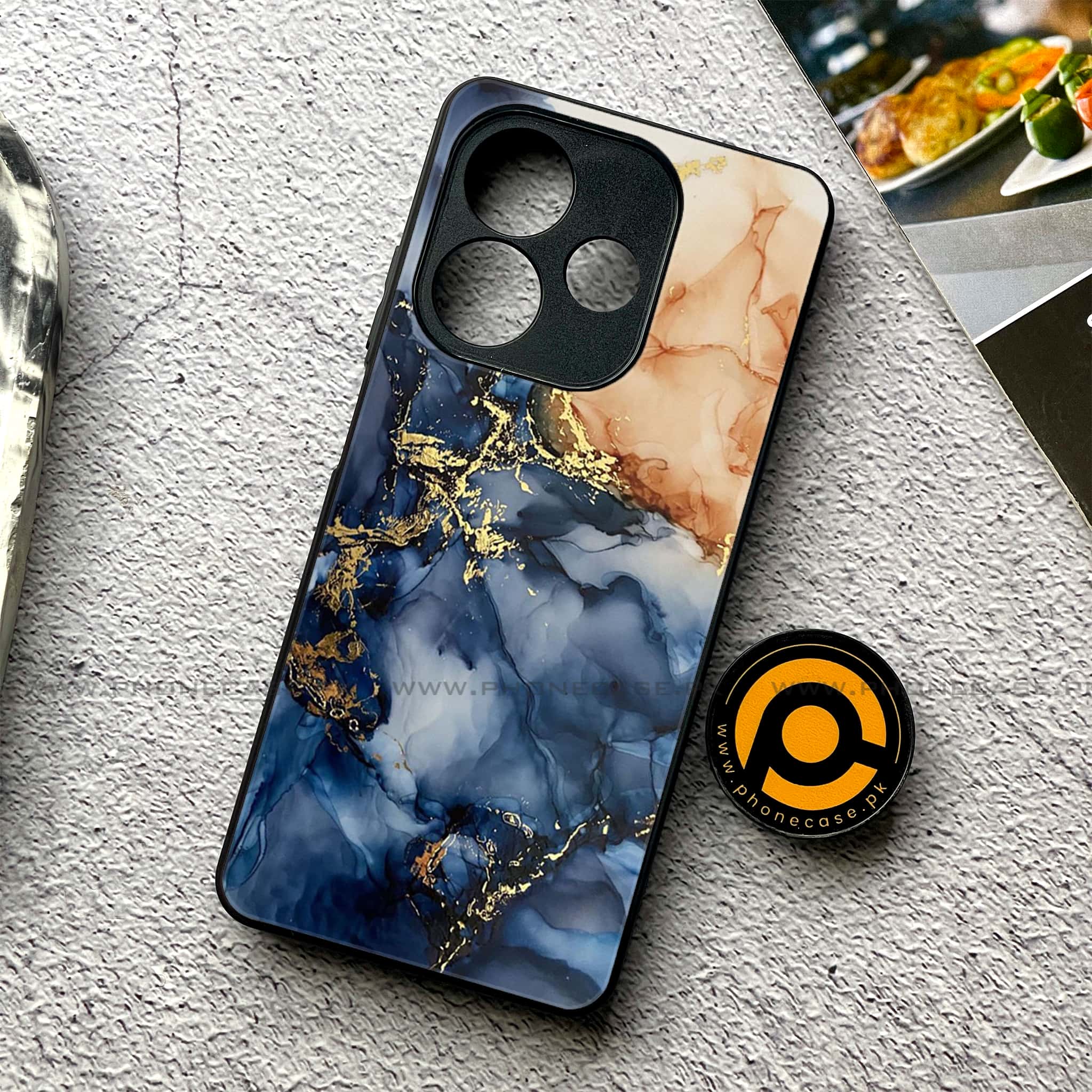 Oppo A5 Pro - Blue Marble Series - Premium Metal Printed soft Bumper shock Proof Case