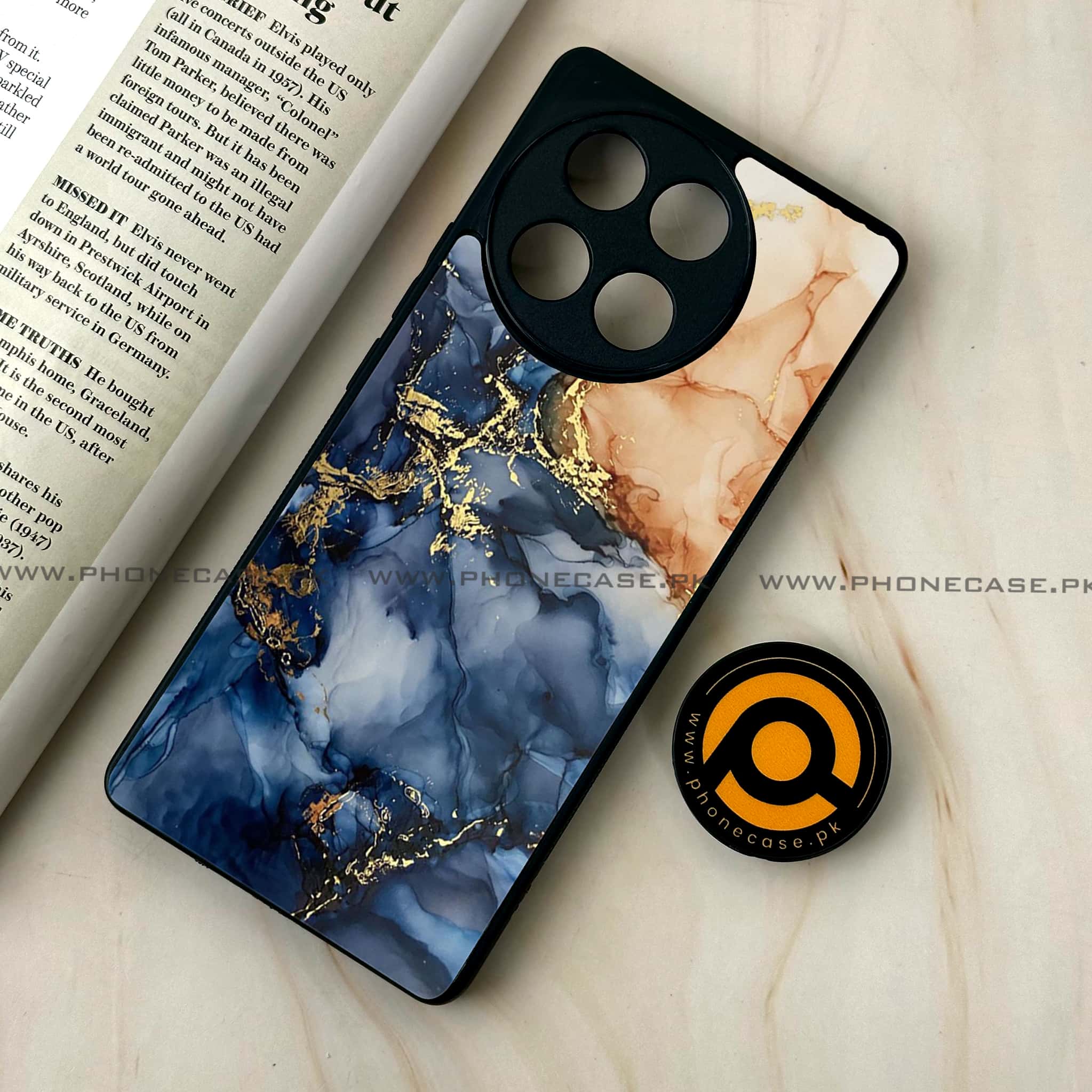 Tecno Camon 30s - Blue Marble Series - Premium Metal Printed soft Bumper shock Proof Case