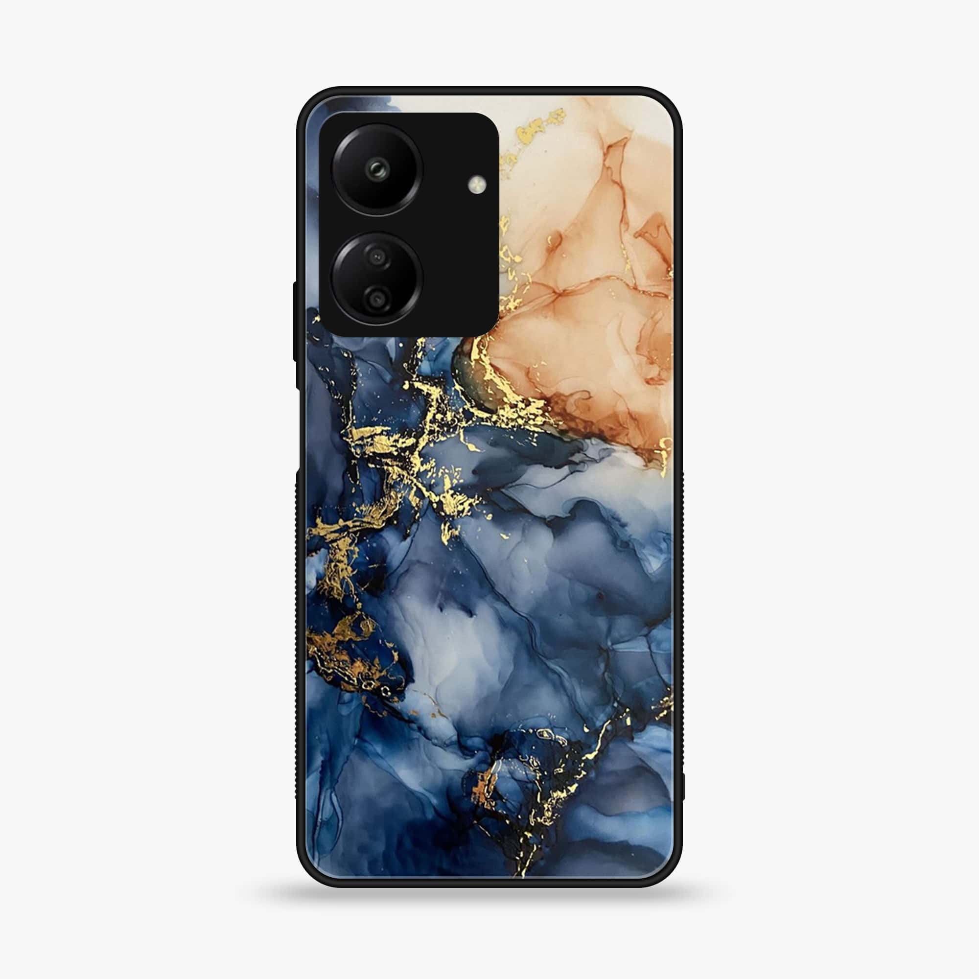 Xiaomi Poco C65 - Blue Marble Series - Premium Printed Glass soft Bumper shock Proof Case