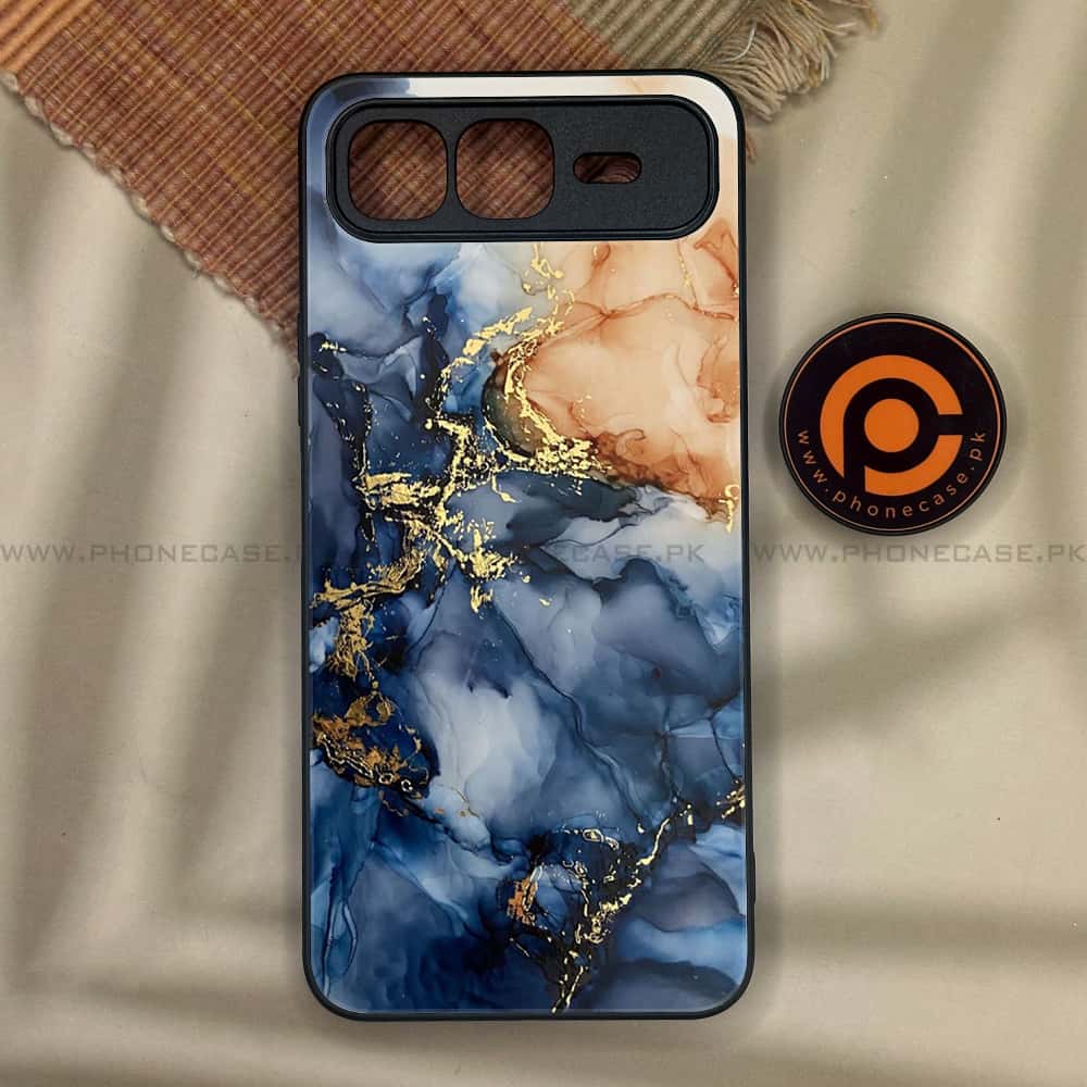Infinix Smart 10 Plus - Blue Marble Series - Premium Metal Printed soft Bumper shock Proof Case