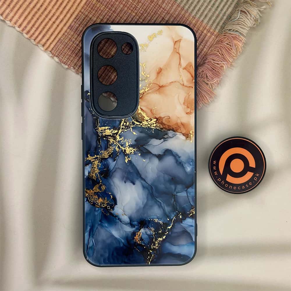 Tecno Spark 40 Pro Plus - Blue Marble Series - Premium Metal Printed soft Bumper shock Proof Case