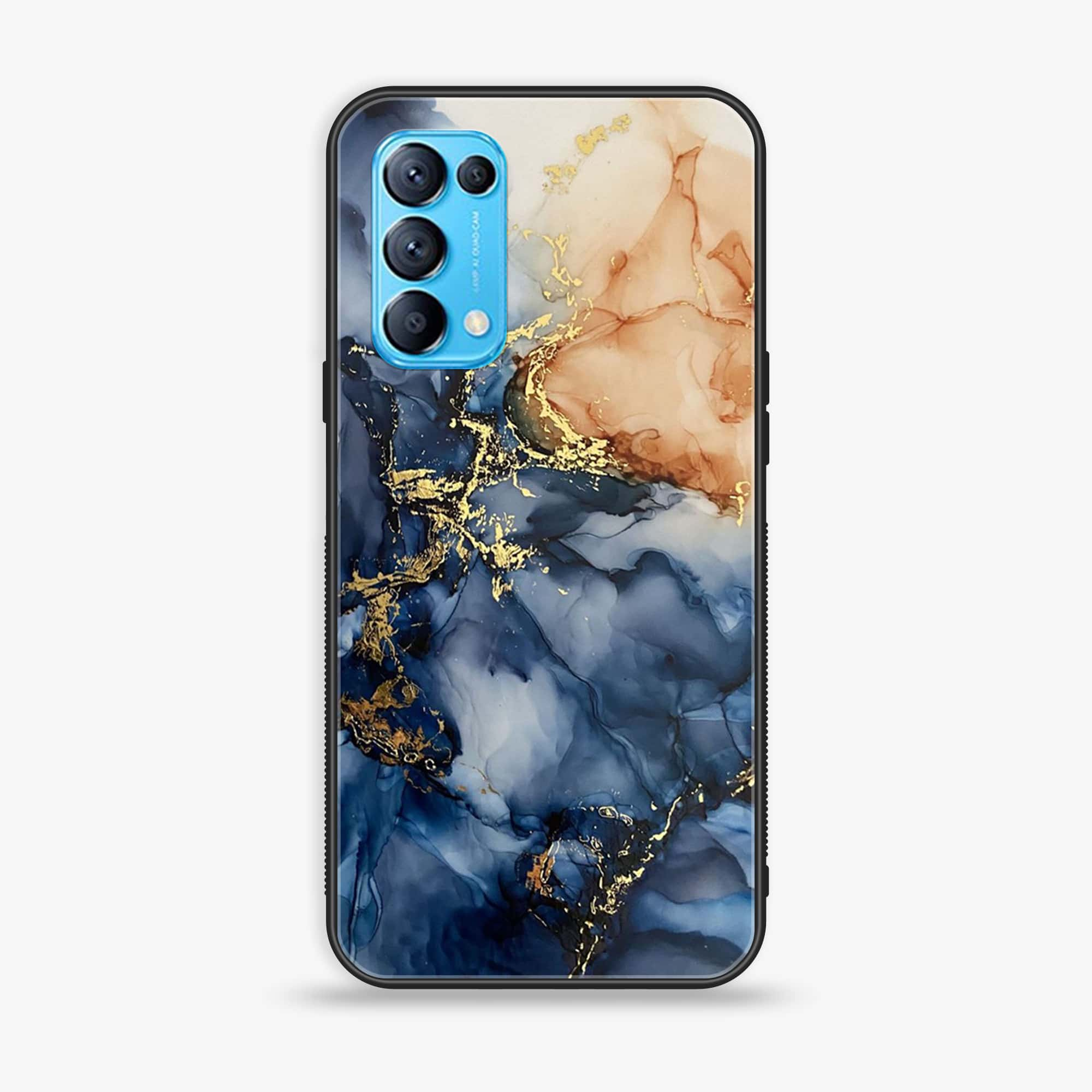 Oppo Reno 5 - Blue Marble Series - Premium Printed Glass soft Bumper shock Proof Case