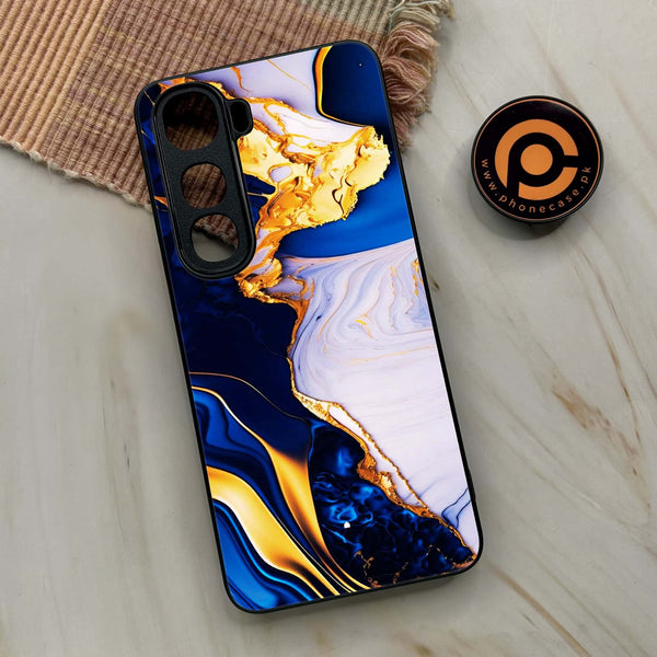Vivo Y400 - Blue Golden Marble - Premium Metal Printed soft Bumper shock Proof Case CS-39712