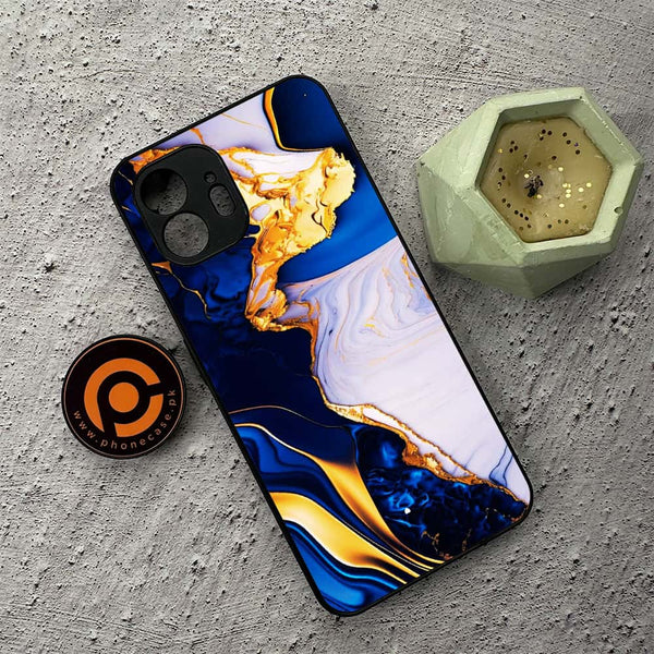 Nothing Phone 2 - Blue Golden Marble - Premium Metal Printed soft Bumper shock Proof Case