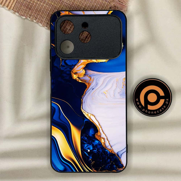 Tecno Spark 40 - Blue Golden Marble - Premium Metal Printed soft Bumper shock Proof Case