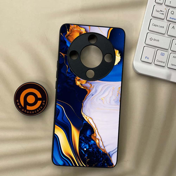 Honor x9b 5G - Blue Golden Marble - Premium Metal Printed soft Bumper shock Proof Case