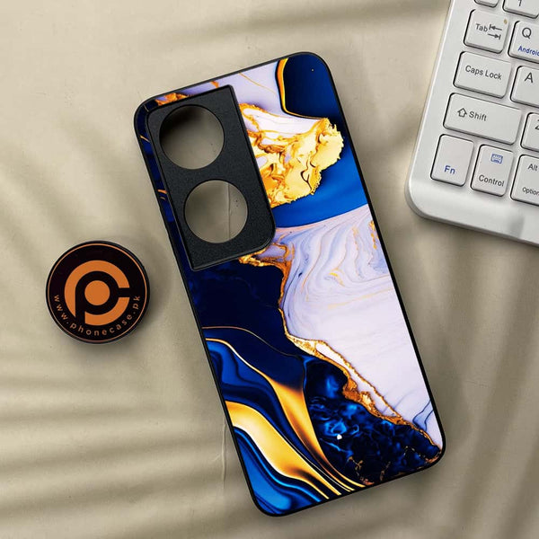 Honor x7b - Blue Golden Marble - Premium Metal Printed soft Bumper shock Proof Case