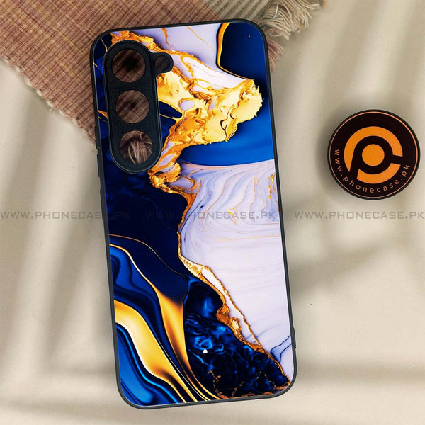 Tecno Spark 40 Pro - Blue Golden Marble - Premium Metal Printed soft Bumper shock Proof Case