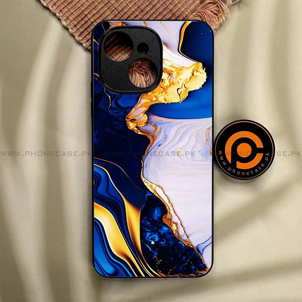Tecno Spark 40C - Blue Golden Marble - Premium Metal Printed soft Bumper shock Proof Case
