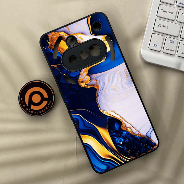 Nothing Phone 3a - Blue Golden Marble - Premium Metal Printed soft Bumper shock Proof Case
