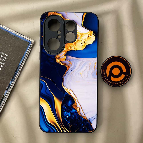 Vivo X200 FE - Blue Golden Marble - Premium Metal Printed soft Bumper Shock Proof Case