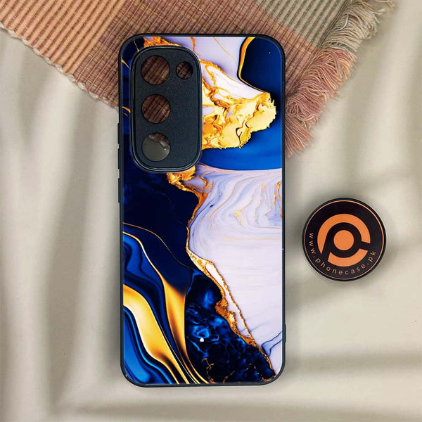 Tecno Spark 40 Pro Plus - Blue Golden Marble - Premium Metal Printed soft Bumper shock Proof Case