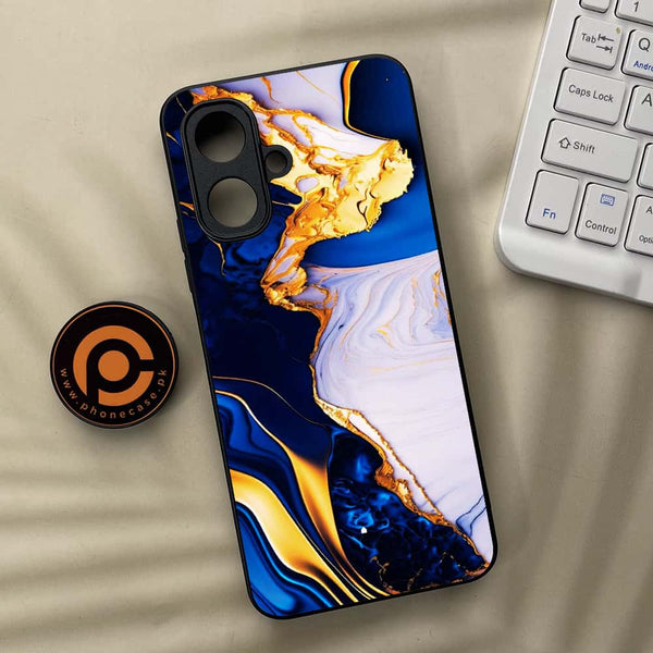 Tecno Spark Go 2 - Blue Golden Marble - Premium Metal Printed soft Bumper Shock Proof Case