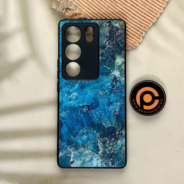Vivo V29 - Blue Marble Design 10 - Premium Printed Glass soft Bumper shock Proof Case CS-7690 CS-7691