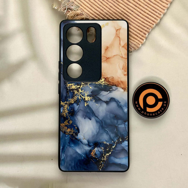 Vivo V29 - Blue Marble Design 9- Premium Metal  Printed soft Bumper shock Proof Case CS-29220
