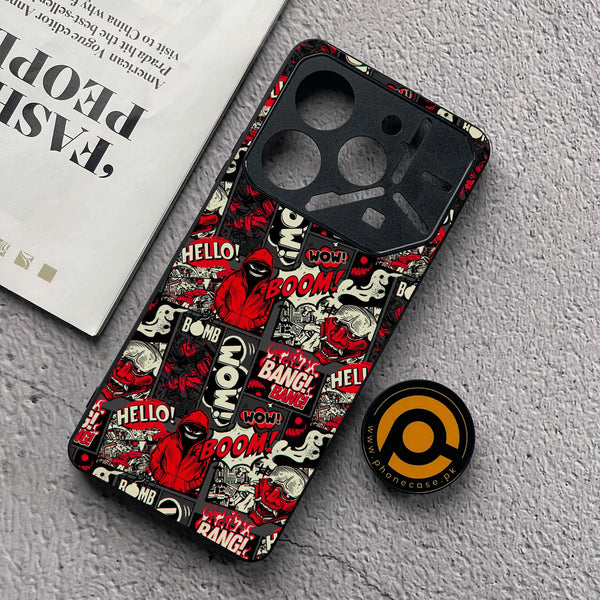 Tecno Pova 6 Neo - Boom Red - Premium Metal  Printed soft Bumper shock Proof Case